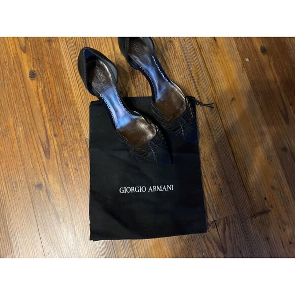 GIORGIO ARMANI Black Leather Pump Shoes 36.5 New In Box - Picture 4 of 4